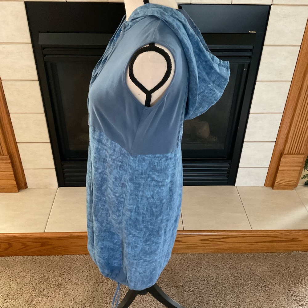 Blu No.9 Linen & Cotton Fully Lined Sleeveless Hooded Quarter-Zip Dress, Sz S/P - Picture 4 of 11